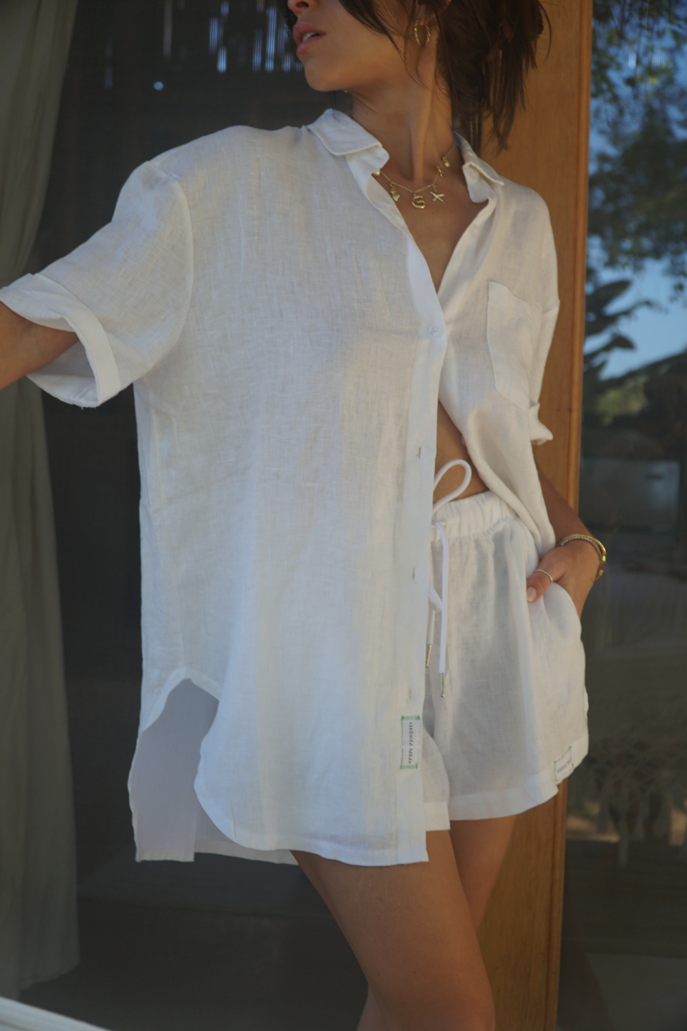Aire - Linen Short Sleeve Blouse