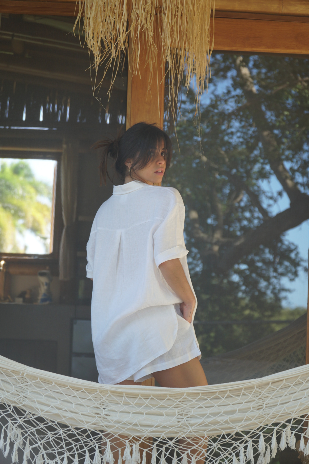 Aire - Linen Short Sleeve Blouse