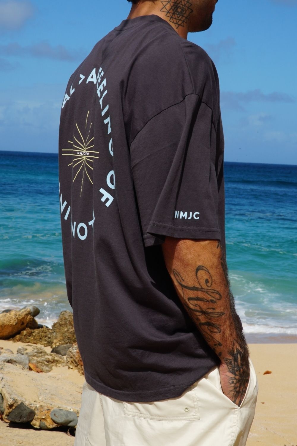 The "Compass" Box Tee - Charcoal