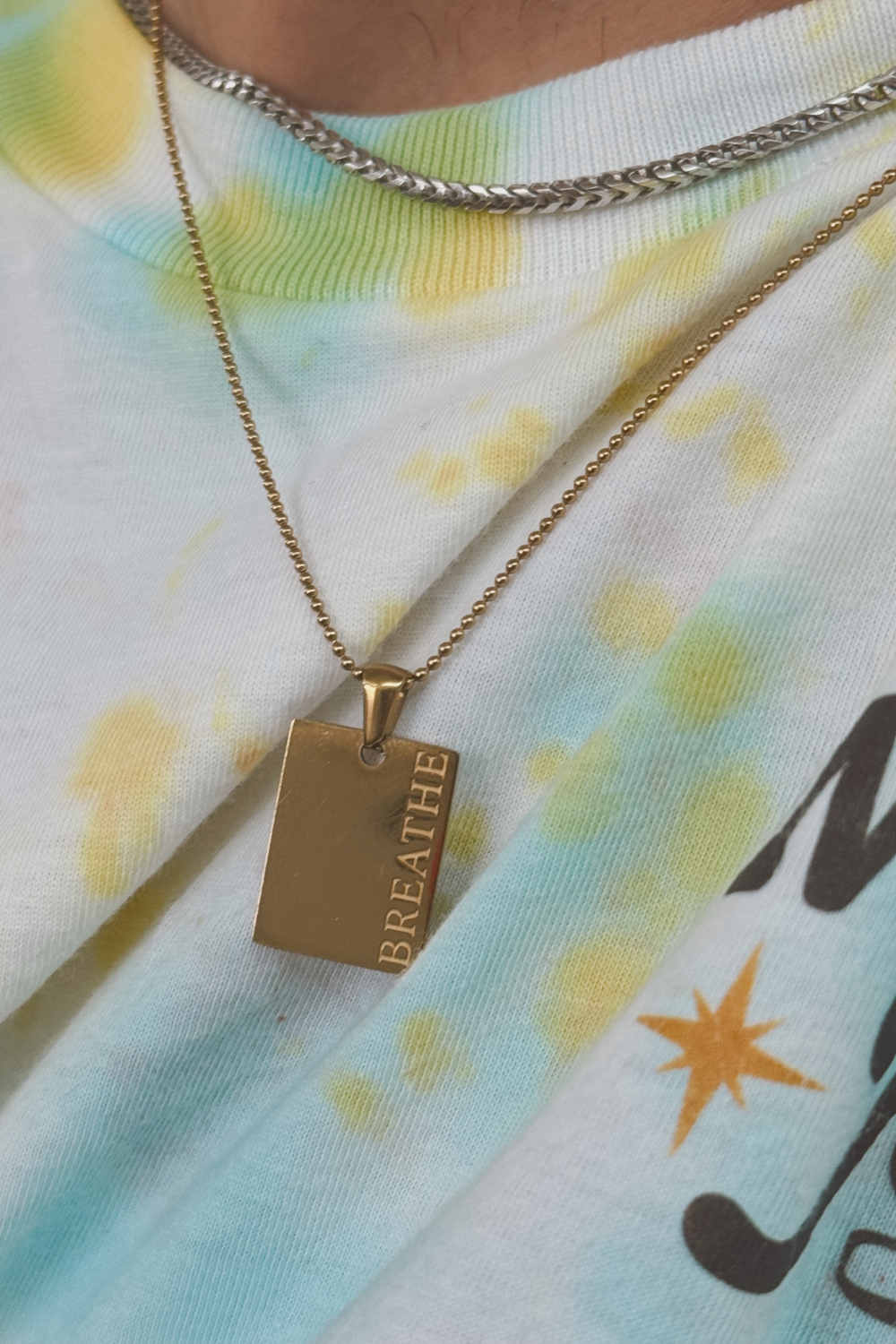 18k gold plated engraved NMJC necklace