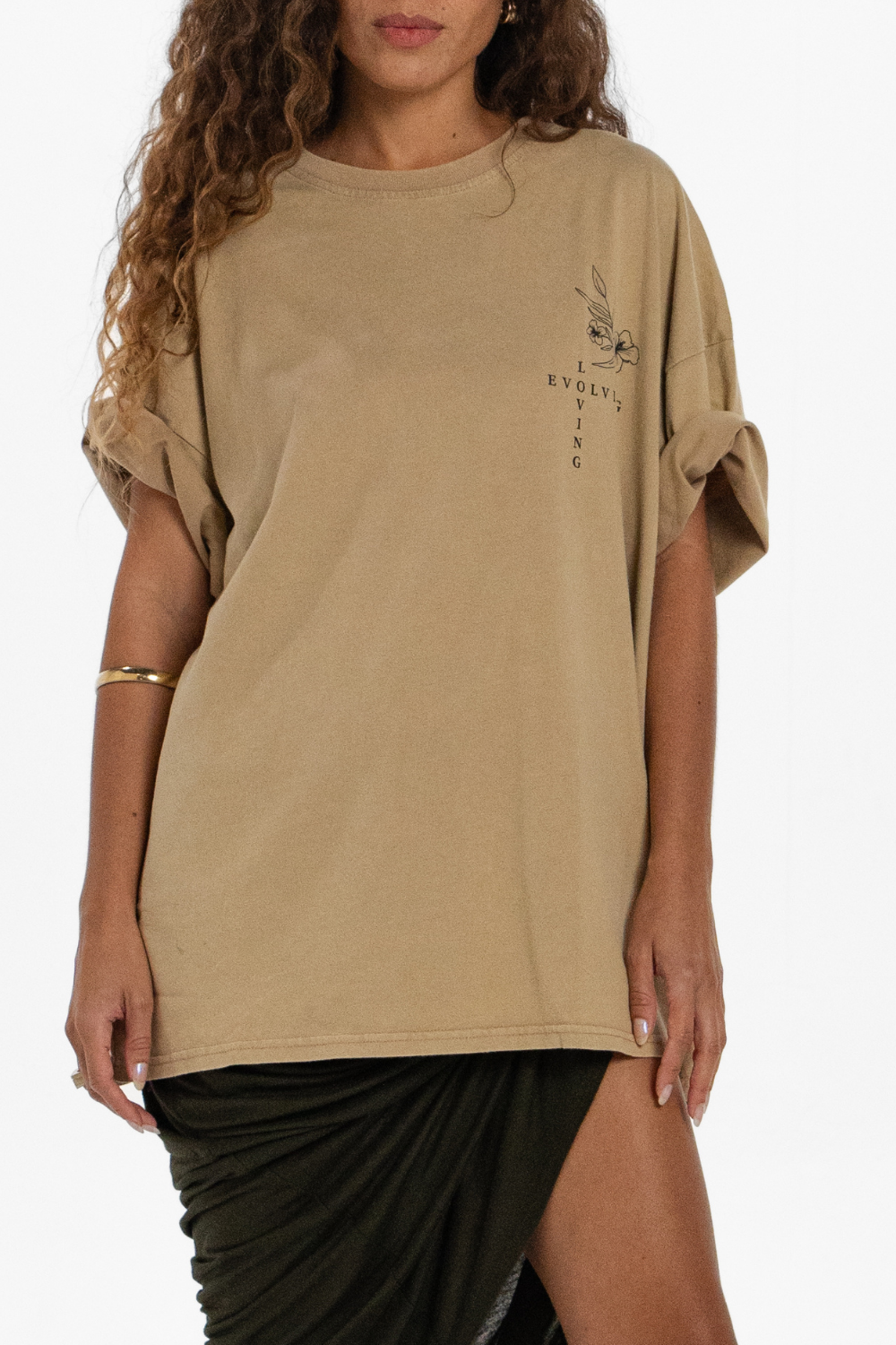 Evolving & Loving Washed Sand T-shirt