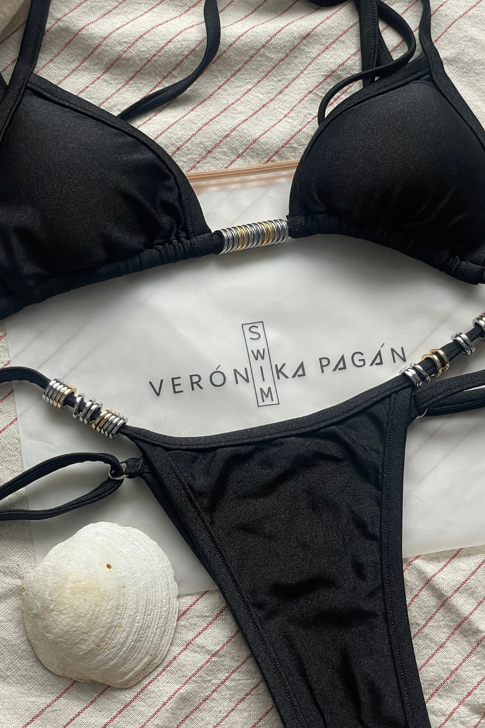 RINGS 2.0 Triangle Bikini Top & Bottom - Shimmer Black