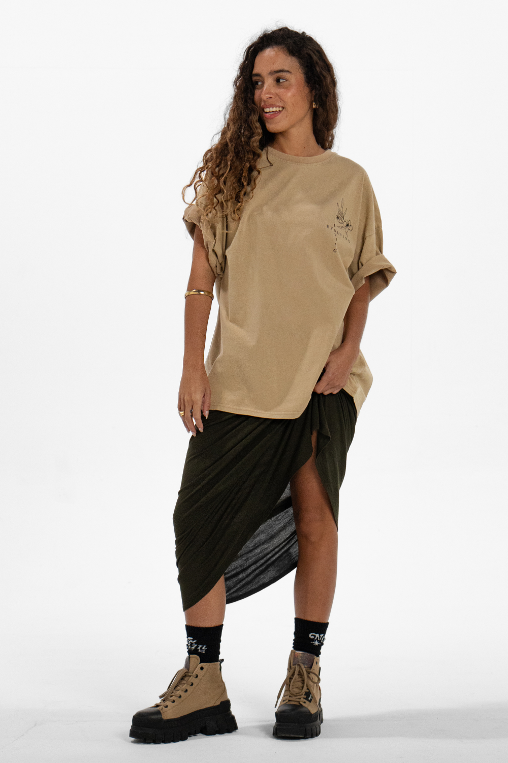 Evolving & Loving Washed Sand T-shirt