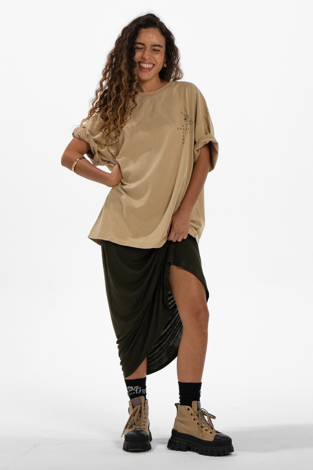 Evolving & Loving Washed Sand T-shirt