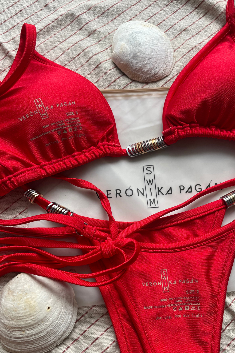 RINGS 2.0 Triangle Bikini Top - Sunburn Red