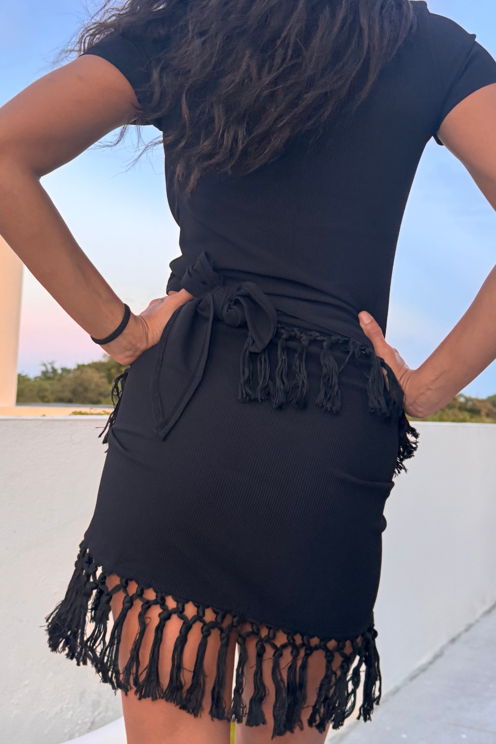 Fringe Set - Deep V Baby T & Sarong