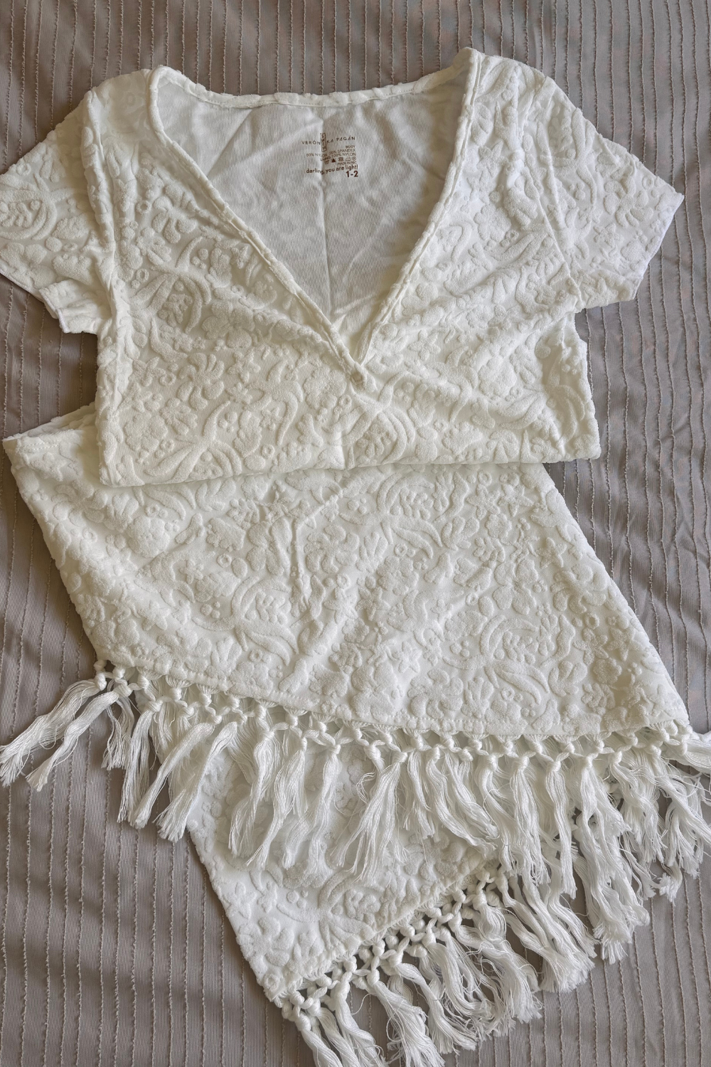 Fringe Set - Deep V Baby T & Sarong