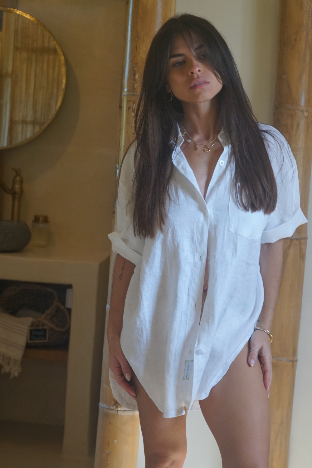 Aire - Linen Short Sleeve Blouse