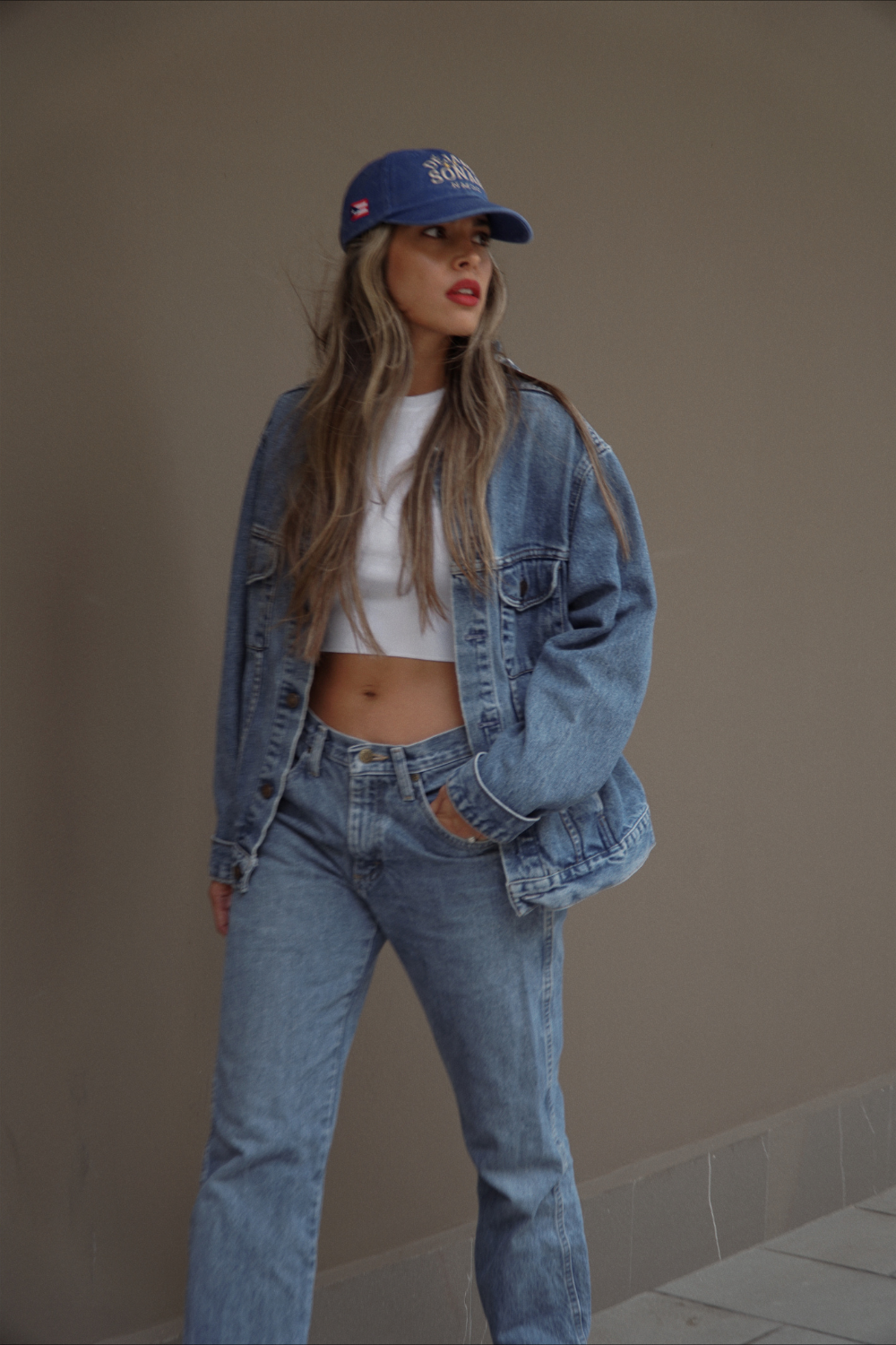 Washed Blue with PR Flag