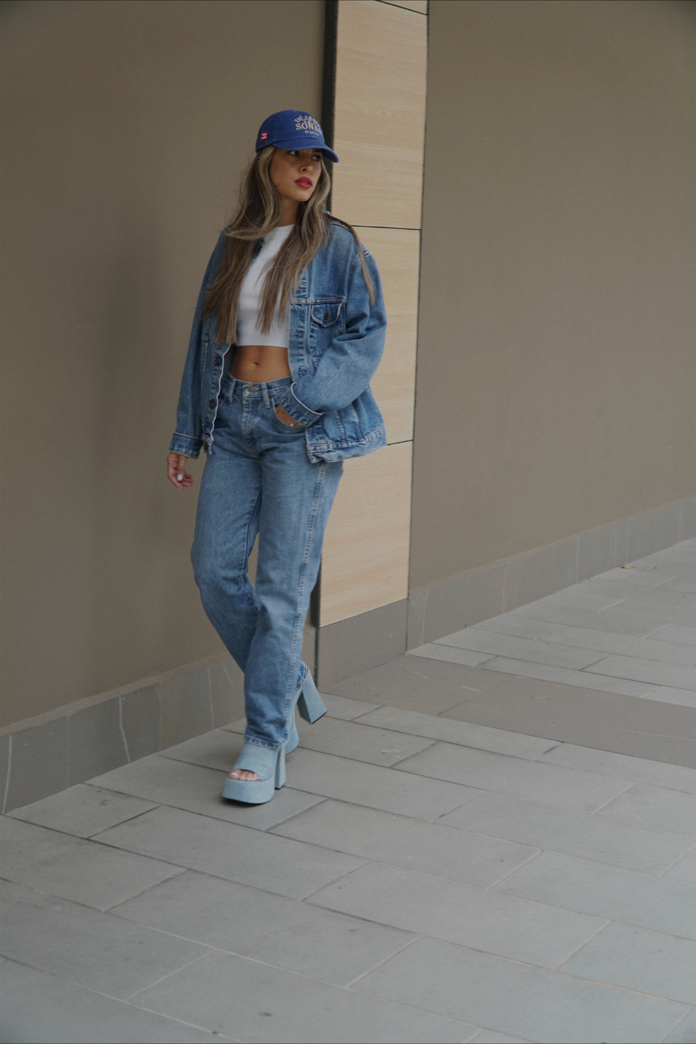 Washed Blue with PR Flag