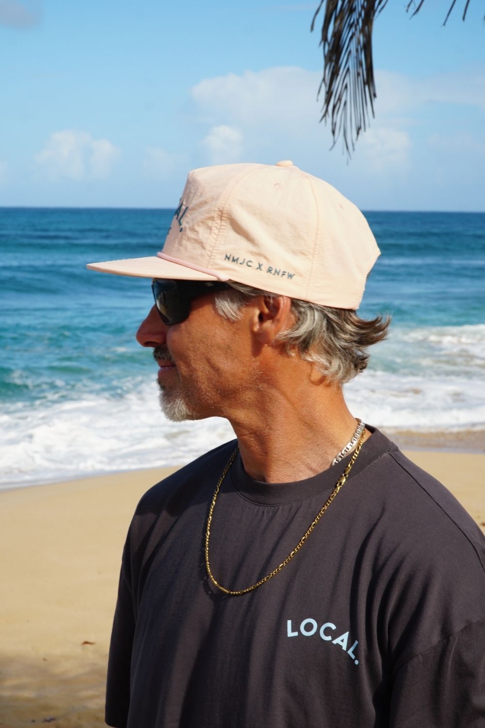 Local "NMJC" Nylon Flat Brim - Peach