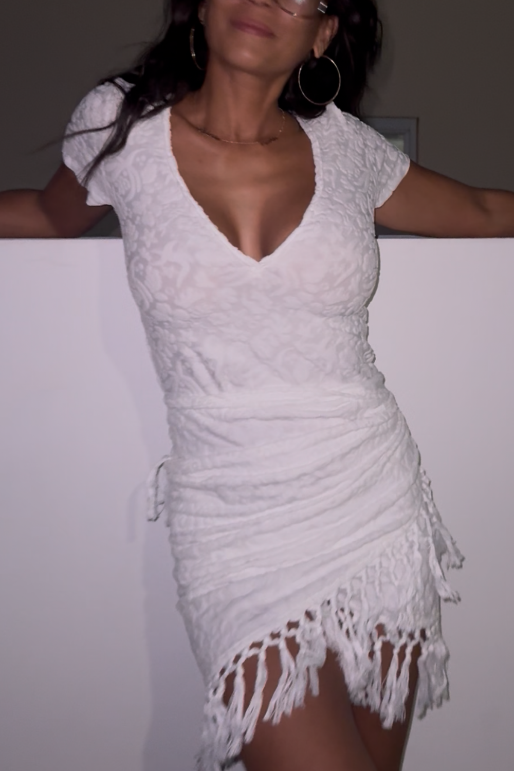 Fringe Set - Deep V Baby T & Sarong