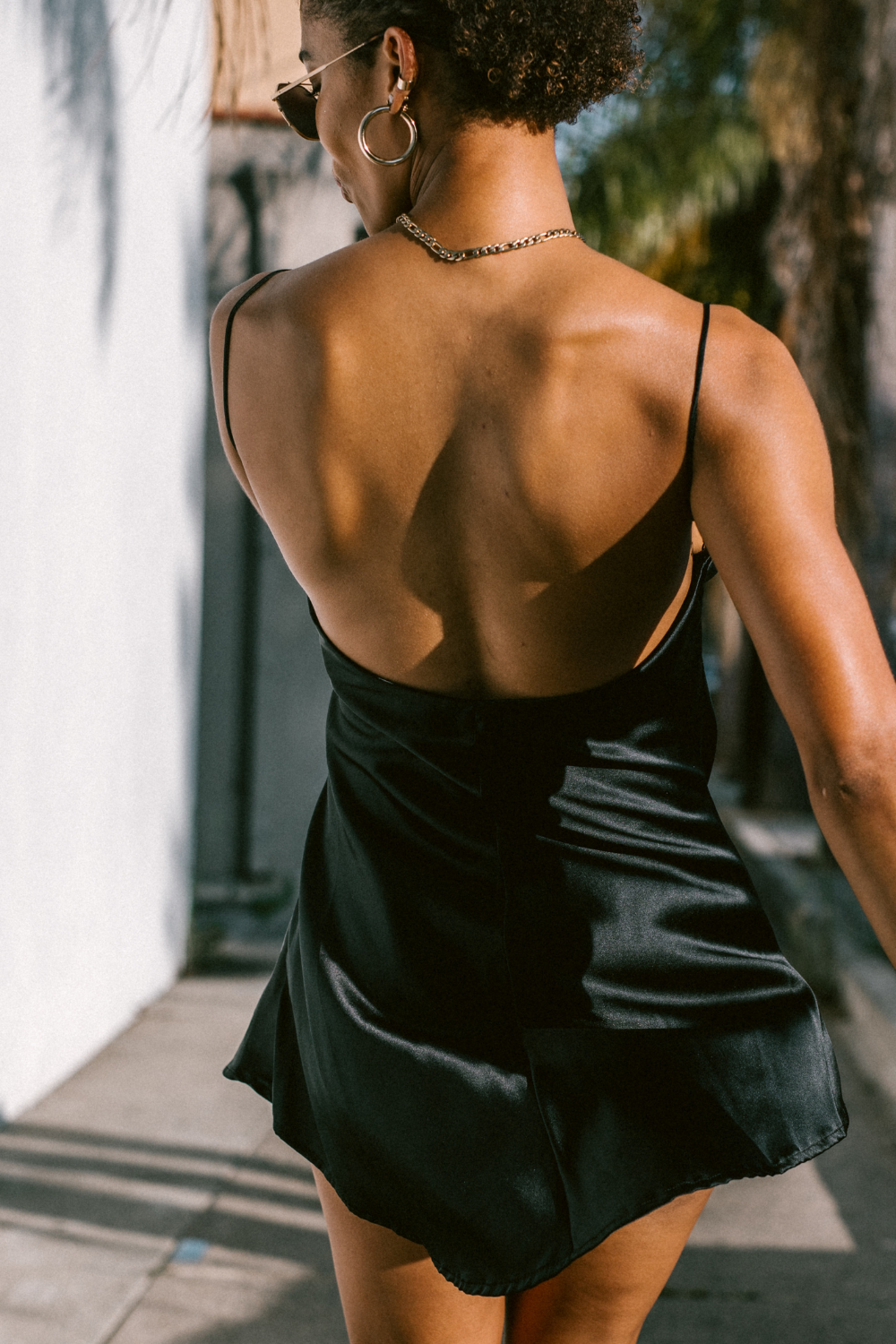 Black silk sales mini slip dress